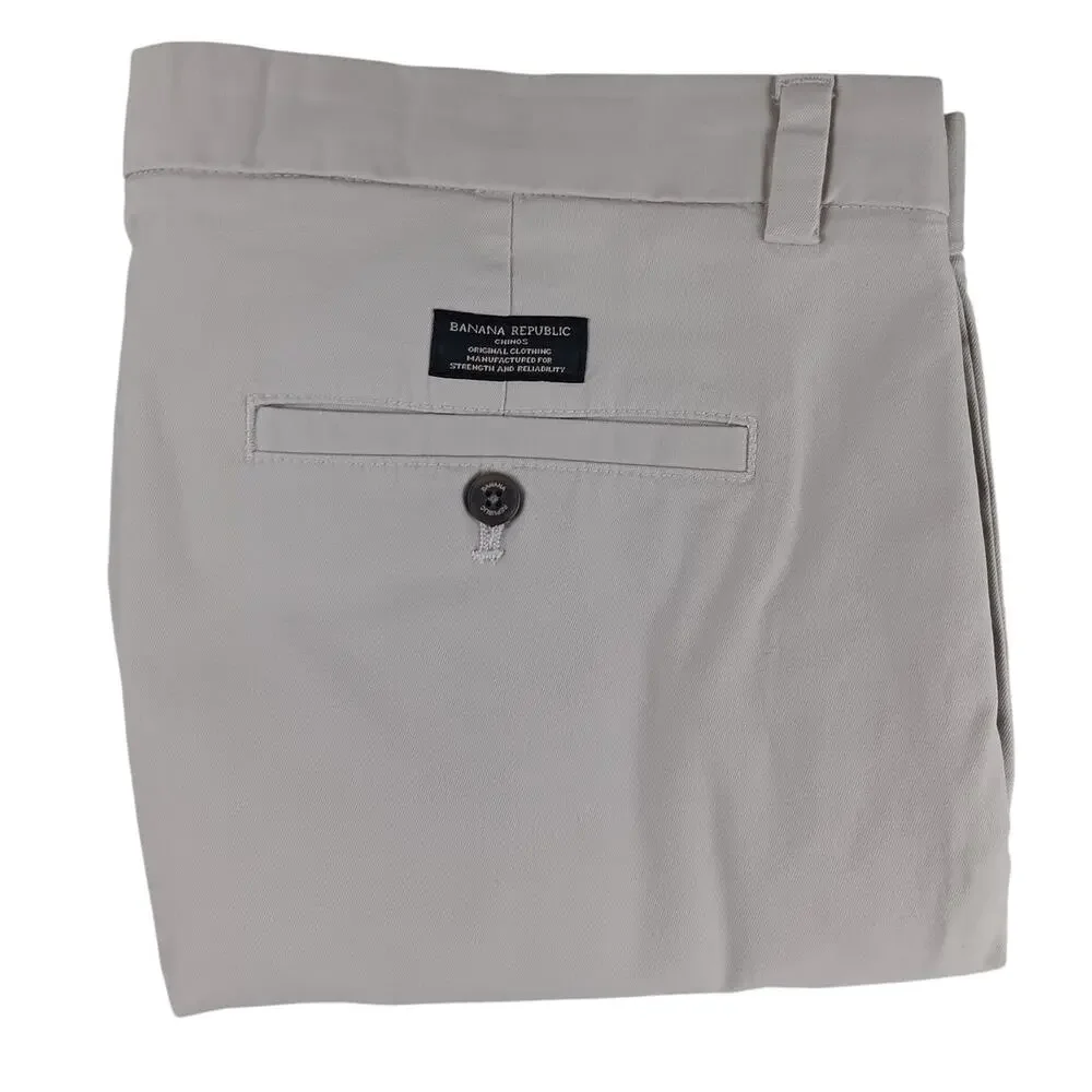 Banana Republic Aiden Chino Pants‎ Mens 36X28 Ivory Slim Straight Casual Preppy